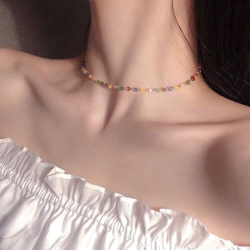 Boho Cute Rainbow Beads Choker Necklace For Women Jewelry Collares Miyuki Glass Bead Fashion Sexy Necklace Femme Chain Short