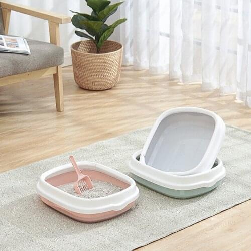 Cat Toliet Pet Semi-Closed Tray With Scoop Big Space Plastic Cleaning Sand Box
