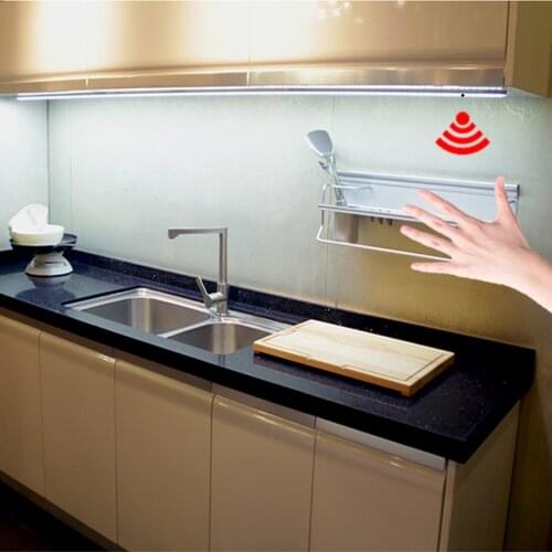 Hand Sweep Sensor Control LED Under Cabinet Light DC 12V 30 40 50cm LED Hard Bar Night Lamp For Kitchen Bedroom Closet Wardrobe