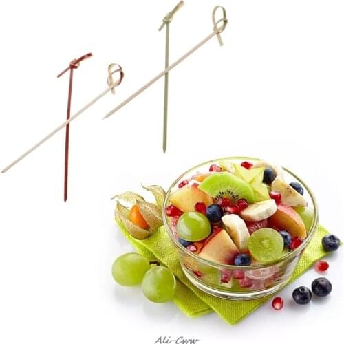 100Pcs Bamboo Knot Skewers Cocktail Sticks Canape Buffet Party Tableware 13cm Food Cocktail Sandwich Fork Stick Skewer