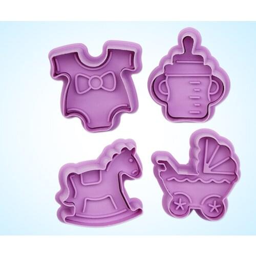 Pacifier Trojan Horse Stroller Clothes 3D Three-dimensional Push Plastic Cookie Mold Baby DIY Cake Mold