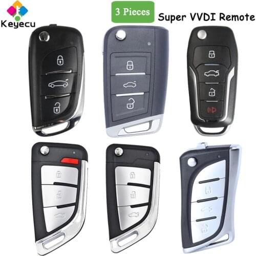 KEYECU 3PCS/Lot XHORSE DS Style Super Universal Remote Car Key Having Chip Function With 3 Btns - FOB for VVDI Remote Key Tool