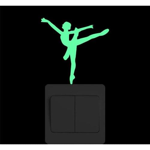 Ballet Dancer Dancing Glow in the Dark Switch Sticker Cartoon Ballet Luminous Wall Sticker for Kids Rooms Children Bedroom Decor