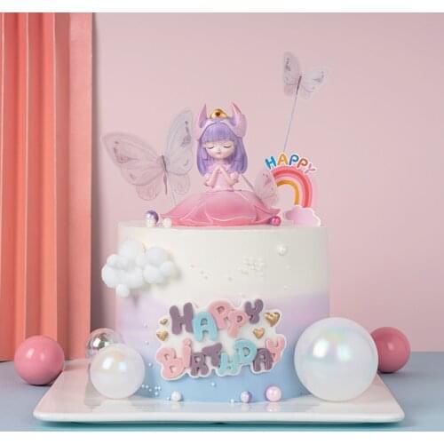CakeTopper Swan Dream Cartoon Angel Girl Heart Girl Princess Doll Cake Decoration Birthday Party Decoration Dessert Table Plugin
