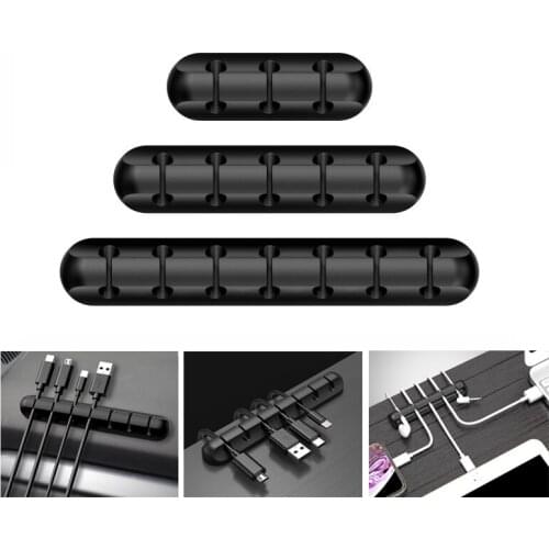 USB Cable Organizer Wire Winder Silicone Tie Fixer Wire Management Organizador Cord Clip Car Office Desktop Phone Cables Holder