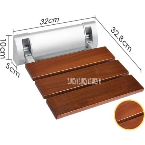 High-quality Strengthen Solid Wood Bathroom Bath Shower Folding Seat Shower Wall Chair Bathroom Stool Wall Mounted Shower Seat