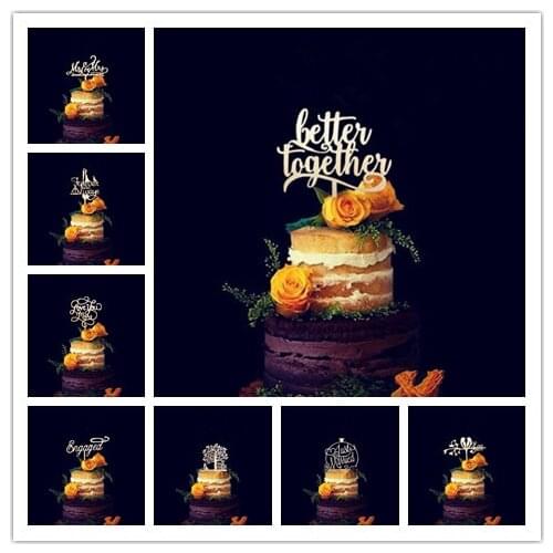 Funny Style wood Wedding Cake Topper Bride & Groom Cake Topper MR Mrs Bride to Be Engagement Party Decoration
