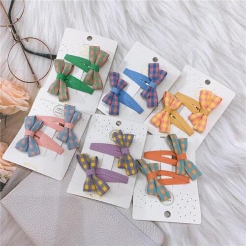 2 Piece Plaid Butterfly Hair Pins For Girls Hair Accessories Cute Hair Clips Hair Grips Baby Clip Kids Child Hair Styling Tools