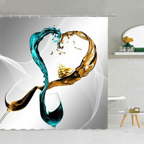 Heart-shaped Pattern Creative Color Geometry Shower Curtain Polyester Fabric High Quality Bath Screen With Hooks 3D Printing