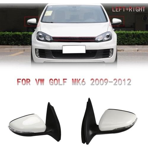 Side Door Rear View Mirror Assembly RH 6 Wires for Golf MK6 2009-2012 with Electric Adjustment / Heating White