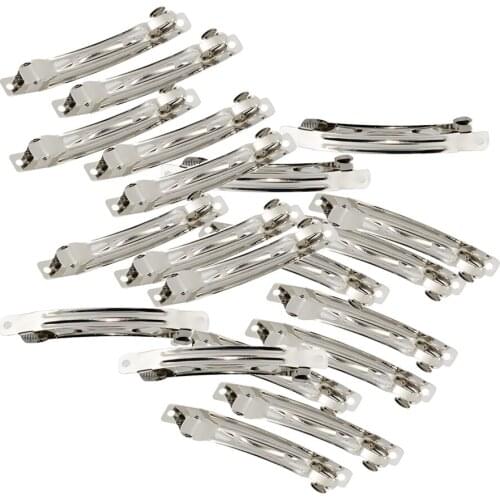 20 Piece Metal Blank Silver French Barrettes Hair Clips DIY Hair Accessories for Making Hair Bow Clips Flower Clips Hanging