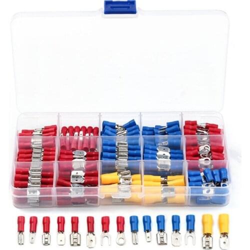 280PCS Assorted Fully Insulated Spade Crimp Terminals Electrical Wire Ring Fork U-type Connectors Set Red Blue Yellow Kits