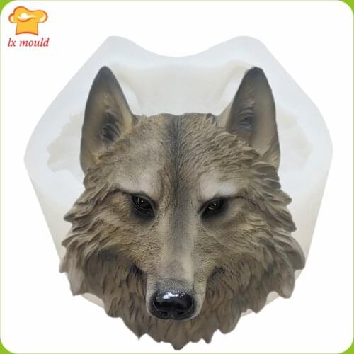 3D Wolf Head Silicone Mold Home Decoration Handmade Stereo Gypsum Resin Moulds Large
