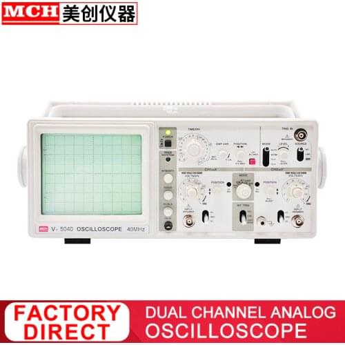 40Mhz 60Mhz Analog Oscilloscope with 6" CRT 2 Channels 2 Tracing Analogue Oscilloscope Handheld Oscilloscope V-5040 V-5060