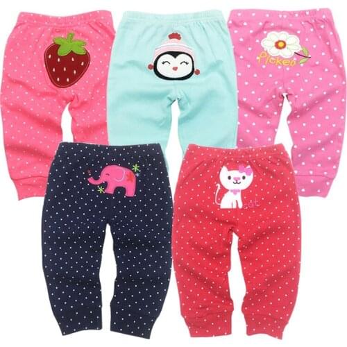 5pcs/Pack Newborn Baby Pants Spring Summer Elastic Waist Cartoon PP Trousers Boys Girls Infant Clothing Arrive Quickly