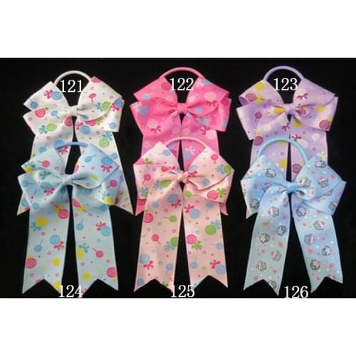 50 BLESSING Good Girl Hair Accessories Long Tail 4.5" Cheer Leader Bow Elastic