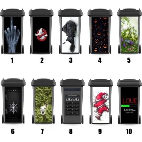 Abstract Adhesive Removable Waterproof Sticker Decals Rubbish Bin Sticker Ktichen Accessories Creative Gift 120liter 240liter