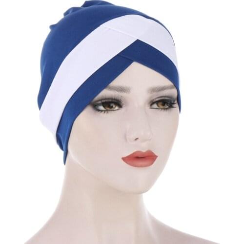Arab Wrap Head Scarf Ready To Wear Hat Muslim Headdress Woman Inner Cap Hijab Two-Color Trendy India Turban Bonnet Chemo Beanies