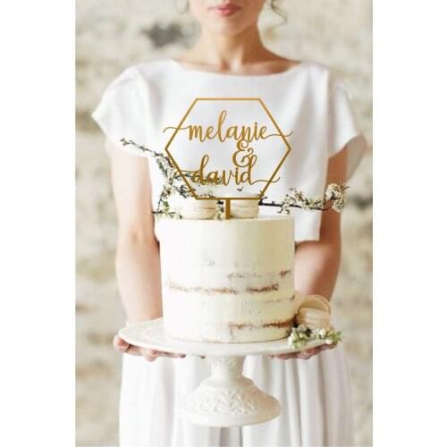 Boho Geometric Personalized Cake Topper, Custom Wedding Cake Topper, Custom Your Own Name