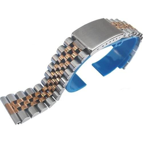 18mm 20mm 2 tone gold Straight End Stainless Steel Jubilee Style Bracelet for Seiko Rolex Watch