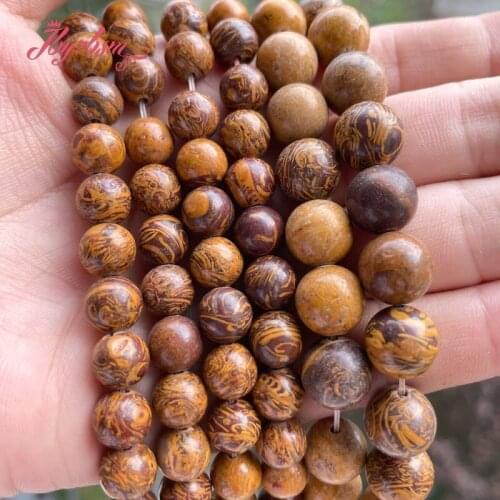 Natural Yellow Elephant Skin Jaspers Round 6/8/10mm Stone Beads for DIY Necklace Bracelats Jewelry Making 15" Free Shipping