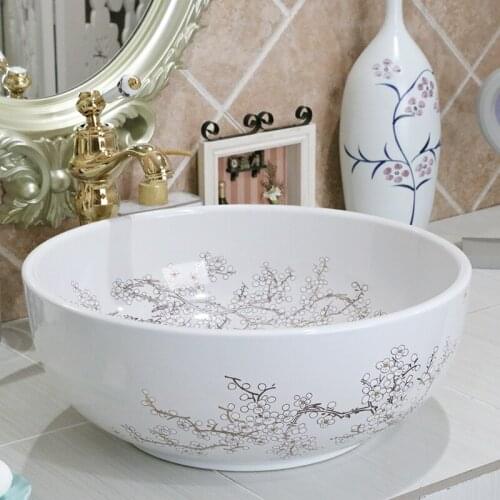 Jingdezhen ceramic sanitary ware art counter basin wash basin lavabo sink Bathroom sink chinese ceramic sinks plum blossom
