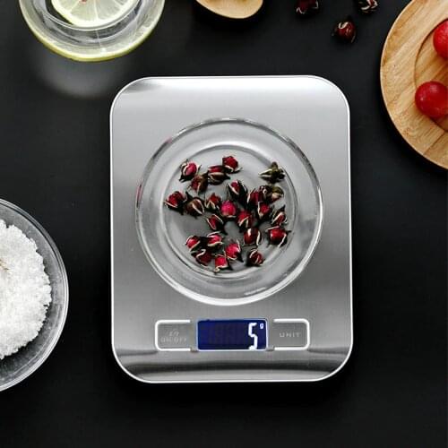 10/5Kg Kitchen Scale Stainless Steel Weighing Scale Food Diet Postal Balance Measuring LCD Electronic Scales