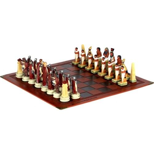 War History Figures Chess Set Painted Chess Pieces Various Styles of Table Games Luxury Egypt Vs Rome Collection Carrom Board