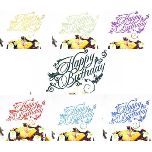 1pc Multi Colors Happy Birthday Cake Flag Topper Single Stick Flags For Wedding Birthday Party Cake Baking Decor Supplies
