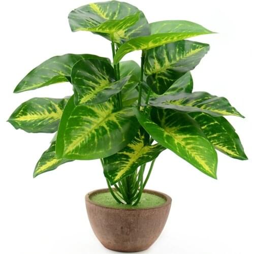 1Bouquet /18 leaves Artificial Palm Green Radish Plant Leaf For Home Wedding Table Decorations Fake Bonsai Tree Leaves Accessori