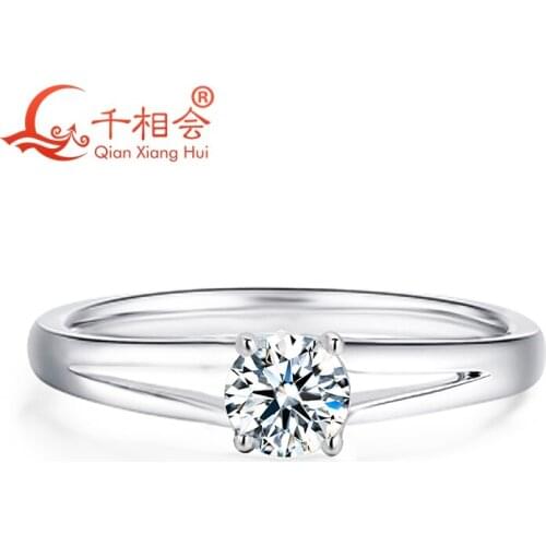 18k white gold Ring with 5mm round shape moissanite stone for Women Party Jewelry