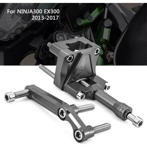 Ninja 300 EX 300 CNC Adjust Steering Damper Stabillizer Bracket Kit Set Mount For Kawasaki EX300 NINJA300 2013-2017