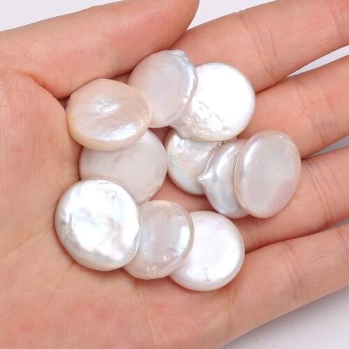 Natural Freshwater Pearl Punch Loose bead Button shape Pendants for Jewelry Making DIY womens elegant Necklace Accessories