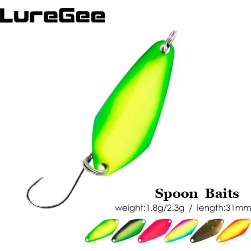 LureGee 1.8g 2.3g Spoon Bait Pure Copper Sequins Fishing Lure Small Spinner Hard Bait With Single Hook jig Stream Trout Tackle
