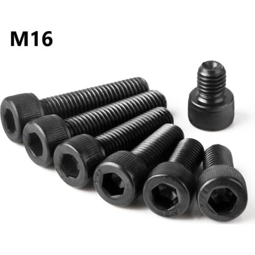 M16 Bolt 12.9 Grade Alloy Steel Black Hexgon Socket Screw M16*25 30 35 80 90 100 110 120 130 140 150mm Balck Screw Full Thread