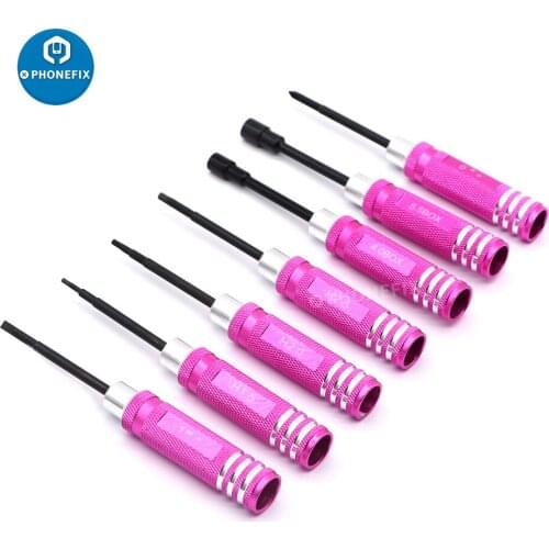 7Pcs RC Screwdriver Set Hex Driver 1.5/2/2.5mm Hex 4/5.5mm Spanner Box 2.8mm Slot for Vehicles Remote Control Toys RC Car Repair