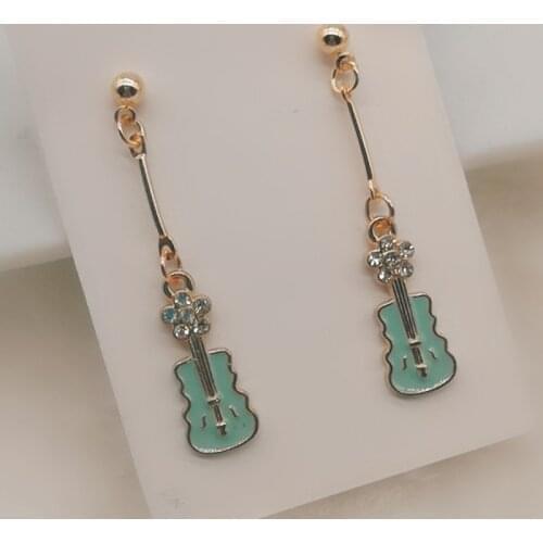 New funny creative violin earrings female dripping handmade earrings music earrings wholesale