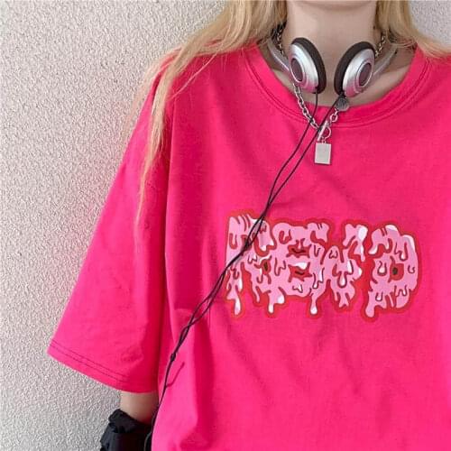 Punk Clothes Oversized Tshirt Women Tops Men Summer Short-sleeved T-shirt Korean Printed Letter Top