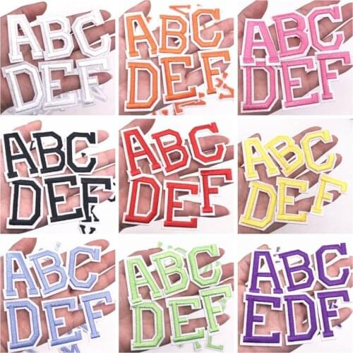 Wholesale 26Pcs A-Z Pure Color English Alphabet Letter Patch Embroidered Name Applique Iron on Patches for Clothes Sticker Badge