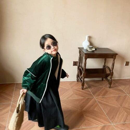 Girls Babys Kids Coat Jacket Outwear 2021 Green Thicken Warm Winter Autumn Outdoor Top Cotton Fleece Childrens Clothing