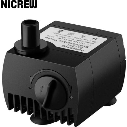 Nicrew Ultra-Quiet 300L/H Mini Submersible Water Pump For Aquarium Pond Fish Tank IPX8 Submersible Water Pump With Suction Cup