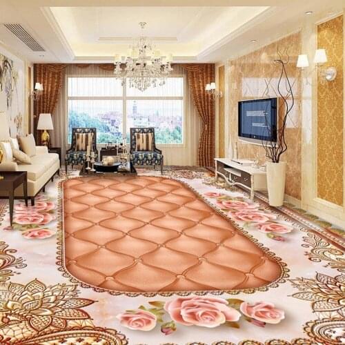 Custom Floor Wallpaper 3D Stereo Marble Soft Pack Flower Pattern 3D Ceiling Painting Vinyl Flooring Murals Wallpaper Waterproof