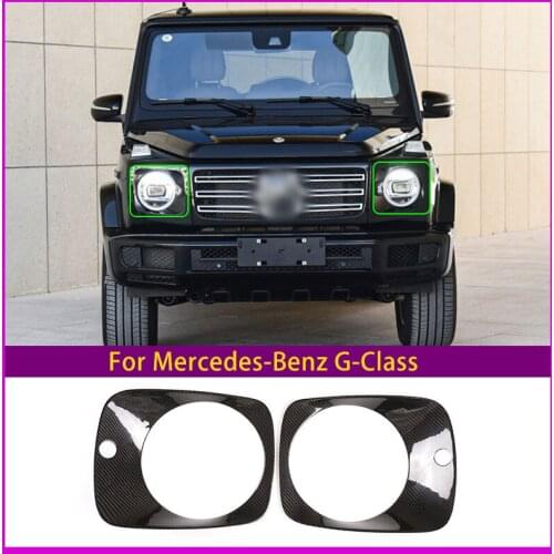 For 2019-2020 Mercedes-Benz G-Class Headlight Panel Frame Real Carbon Fiber Car External Accessories 2-Piece Set