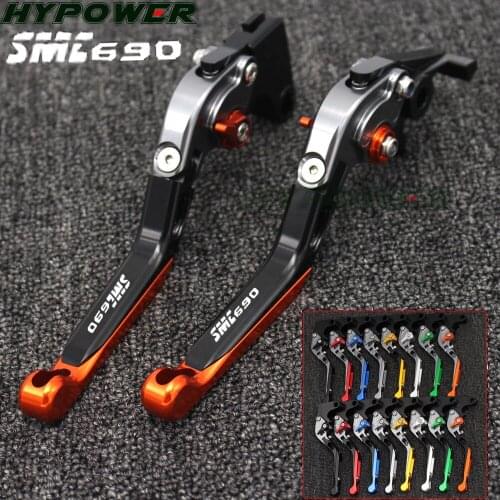 Adjustable Folding Extendable Brake Clutch Lever For KTM 690 SMC SMCR 690SMC SMC-R 14 15 16 WITH LOGO Free shipping Motorcycle