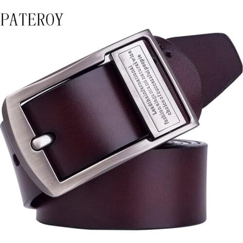 [PATEROY] Belt Designer Belts Men High Quality Jeans Letter Buckle Belt Mens Buckle Retro Brand Vintage Cowskin Leather Fashion