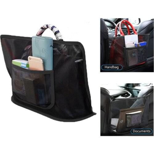 Car Net Handbag Holder Between Seat Documents Phone Auto Goods Storage Mesh Pouch Pet Barrier