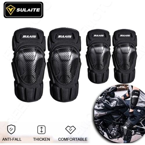 SULAITE Motorcycle Knee Pad Carbon Fiber Motocross Racing Adjustable Breathable Warm Knee Protection Protective Guard Gear