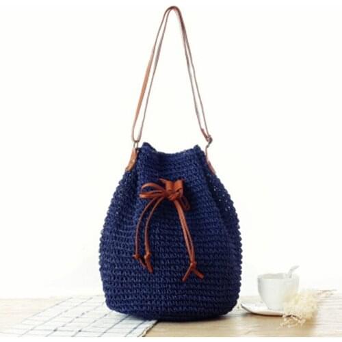 Europe and the United States wind new pumping shoulder woven bag retro fashion bag beach bag bucket handbags