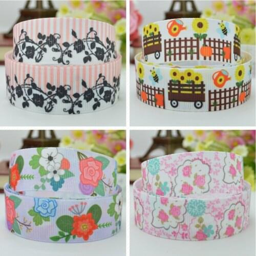 SUPWRF 16 22mm 38 50 75mm sunflower Flowers Printed grosgrain ribbon hair bow DIY hair accessories decoration 50 Yards B0929
