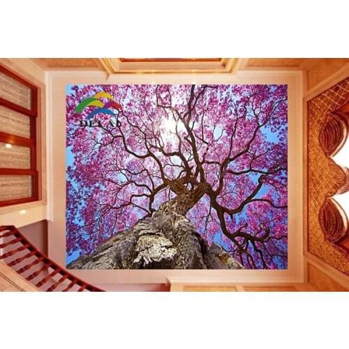T-1013 Cherry trees and resin leaves printing ceiling film with backlit construction material